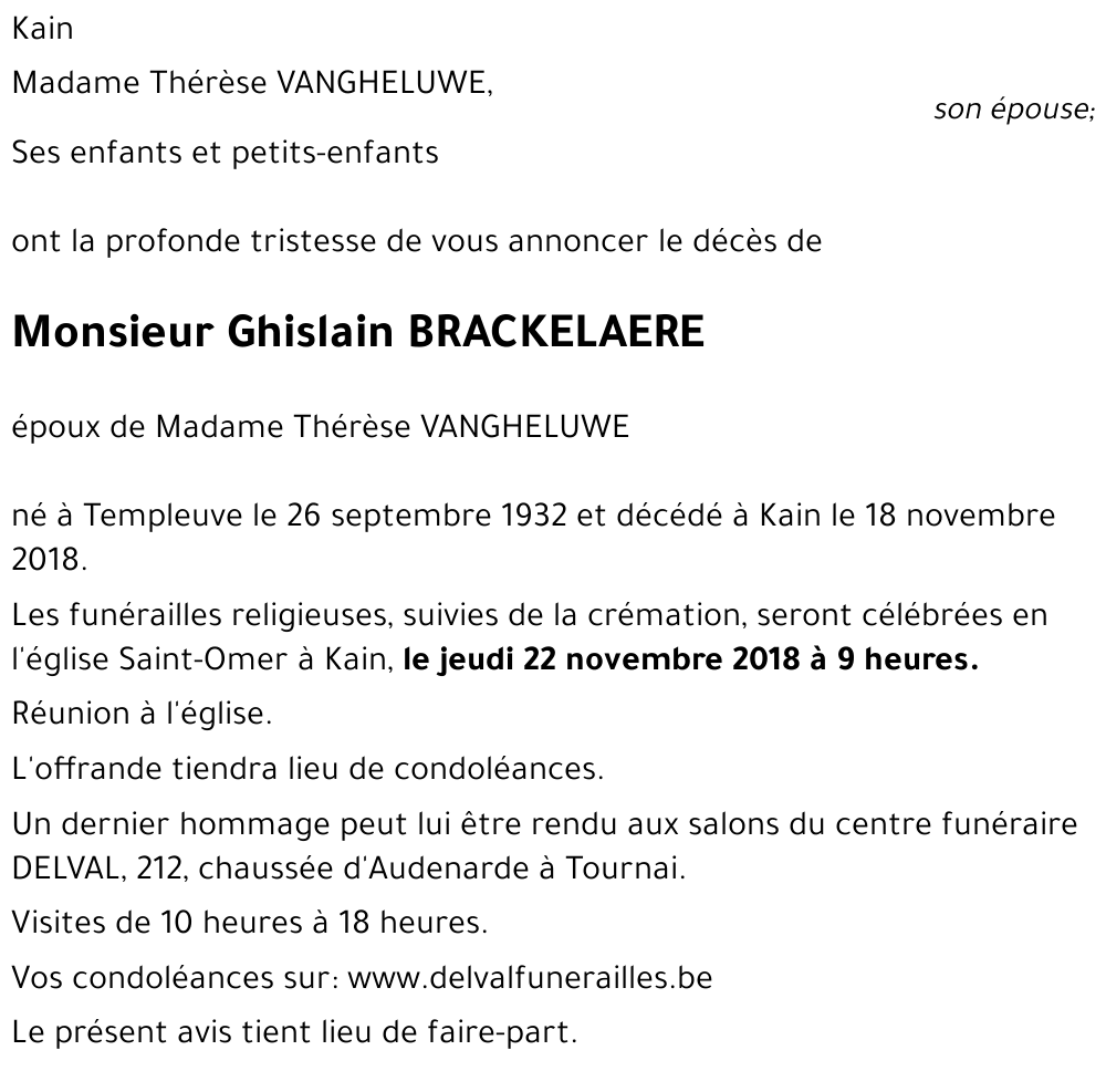 Ghislain BRACKELAERE