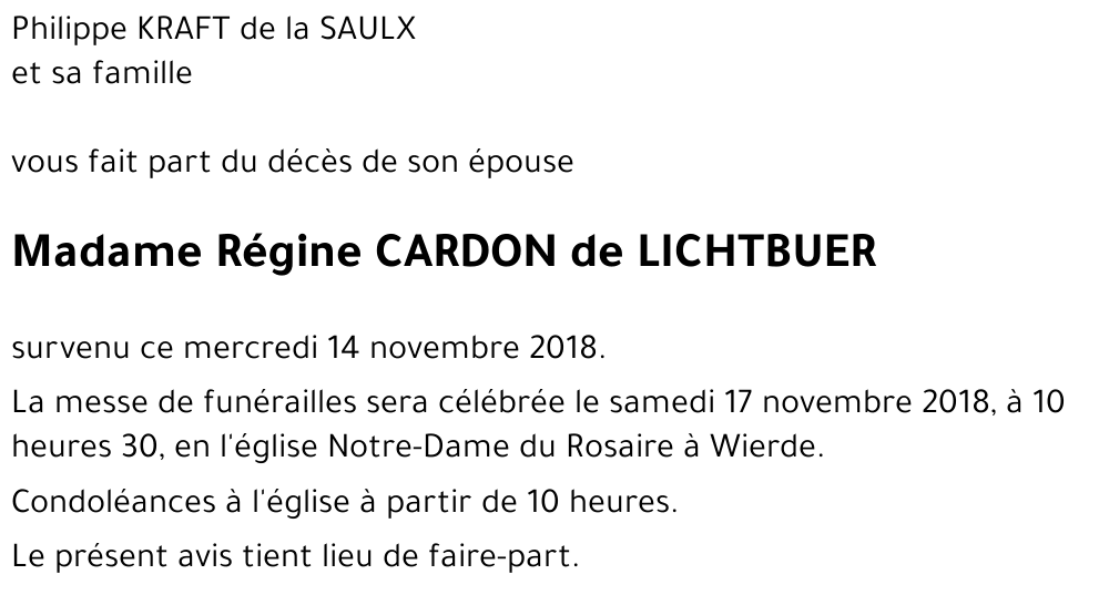 Régine CARDON de LICHTBUER