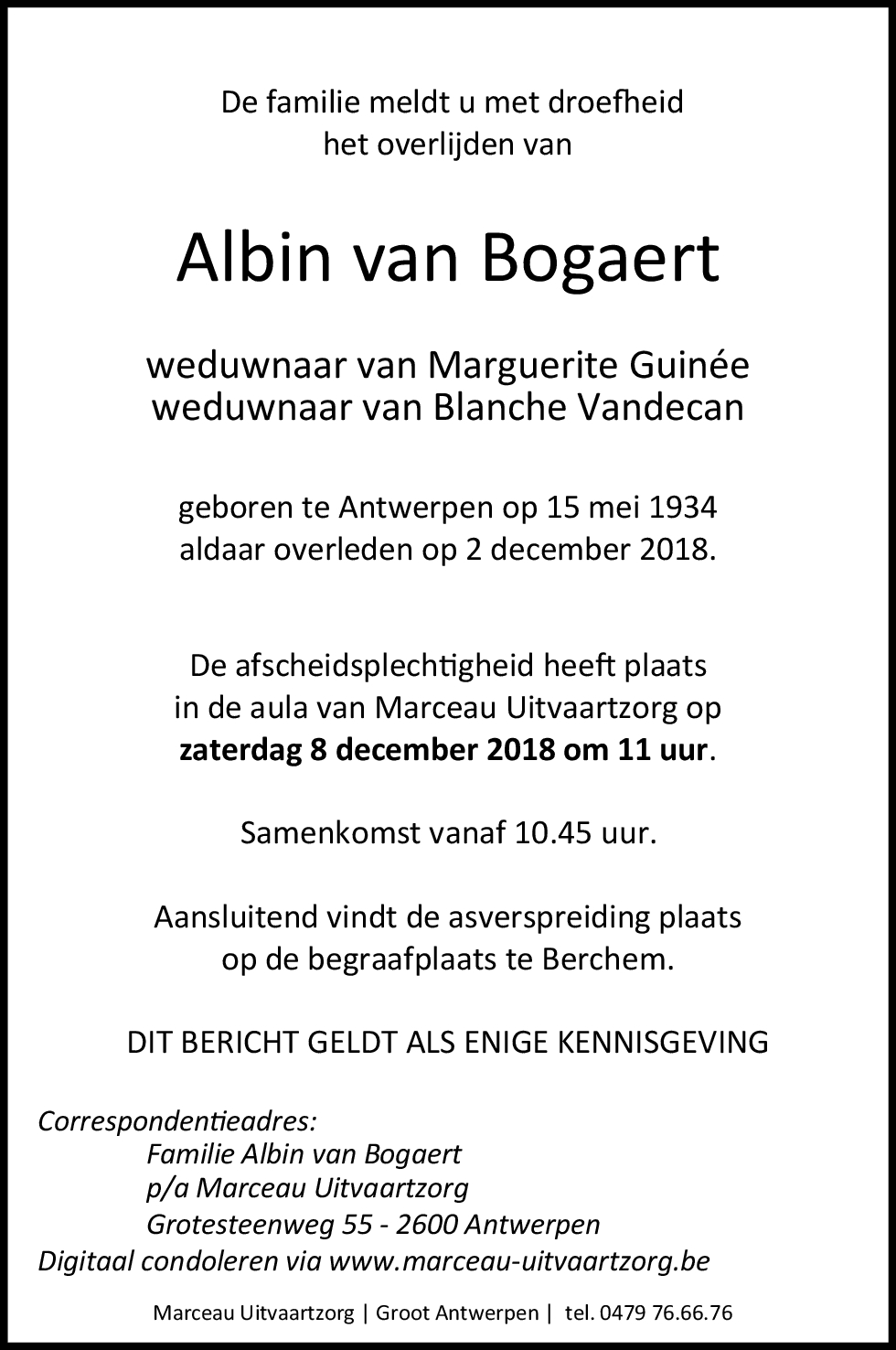 ALBIN VAN BOGAERT