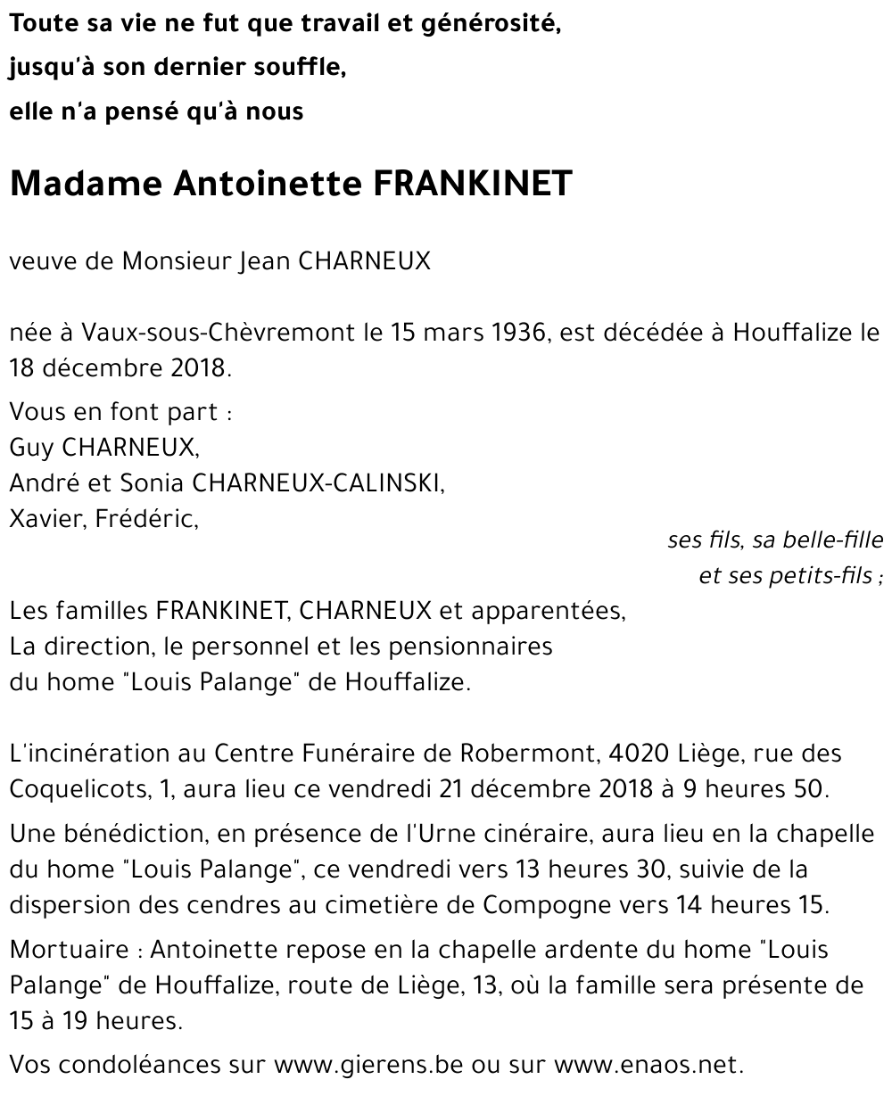 Antoinette FRANKINET