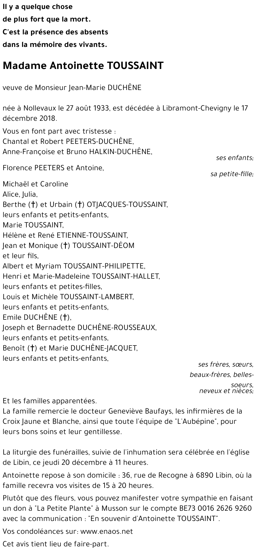 Antoinette TOUSSAINT