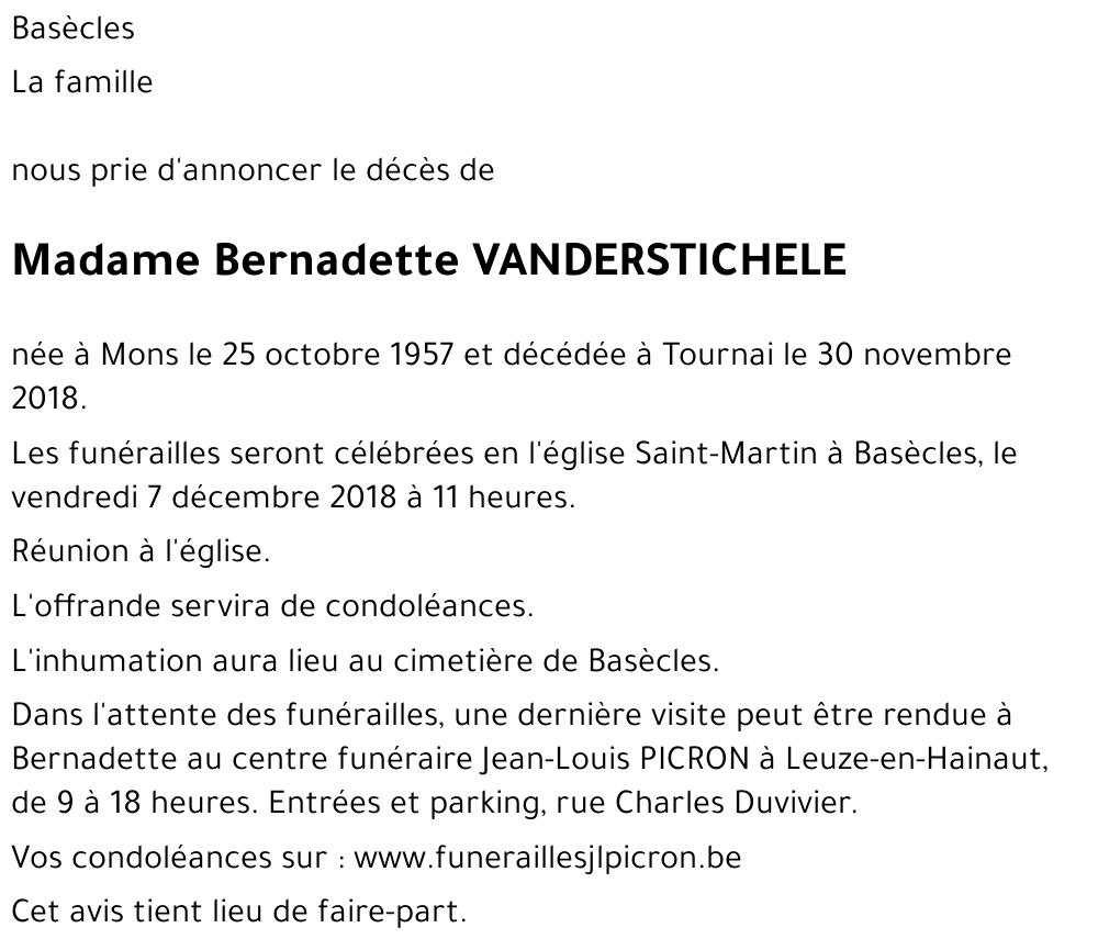 Bernadette VANDERSTICHELE