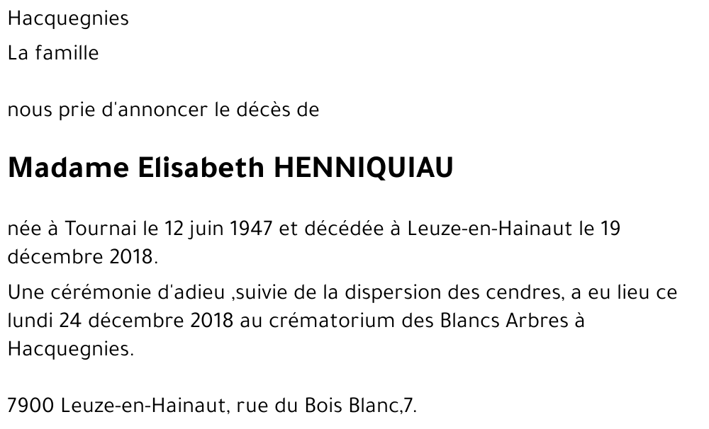 Elisabeth HENNIQUIAU