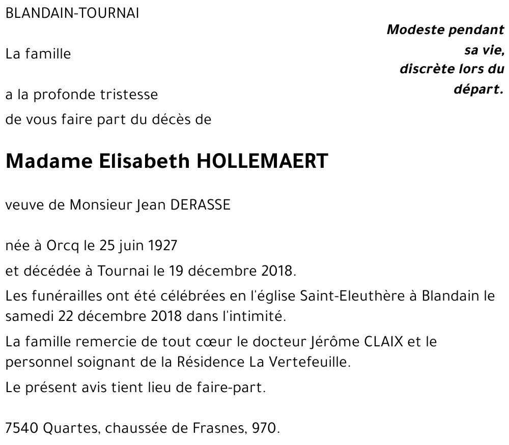 Elisabeth HOLLEMAERT