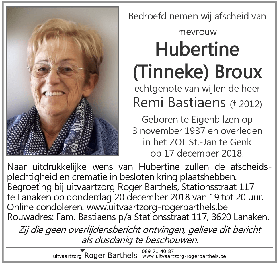 Hubertine (Tinneke) Broux