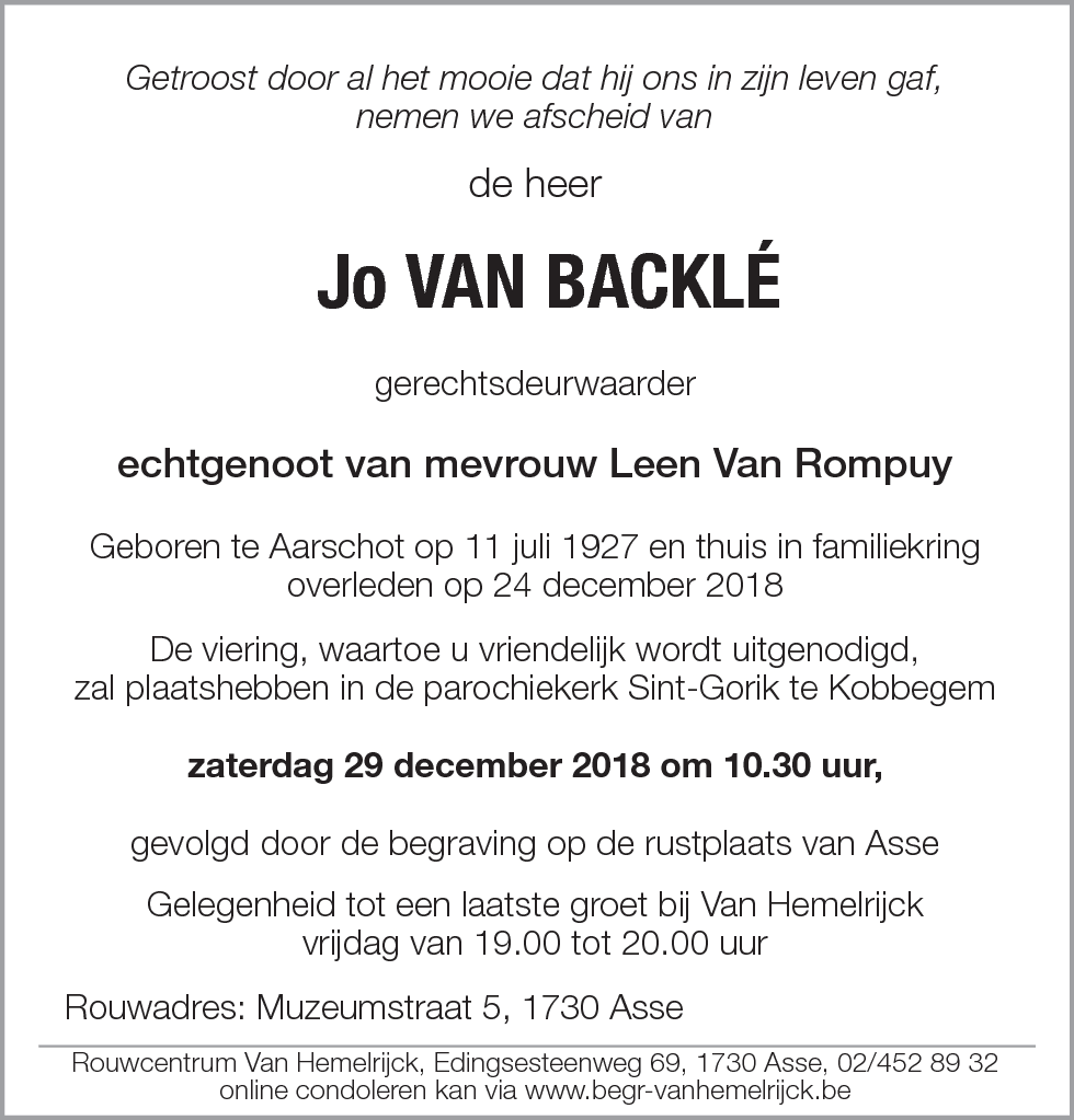 Jo Van Backlé