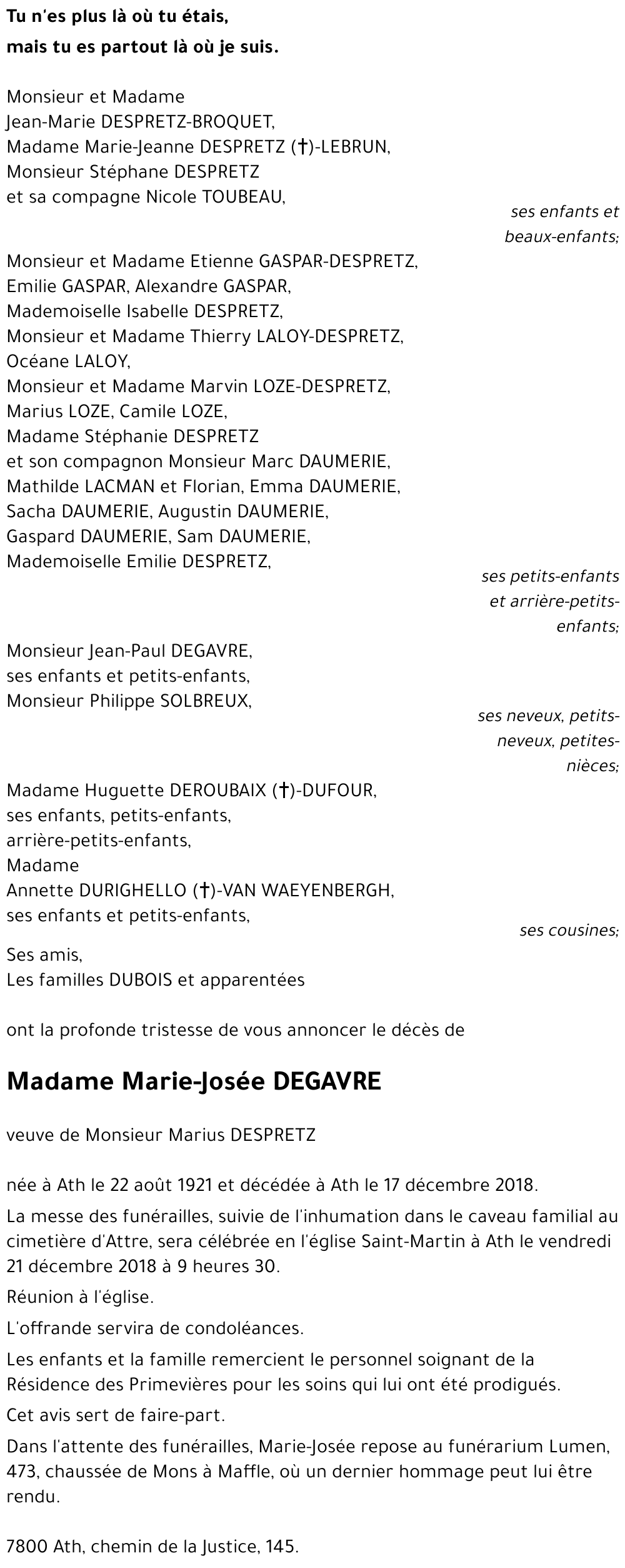 Marie-Josée DEGAVRE