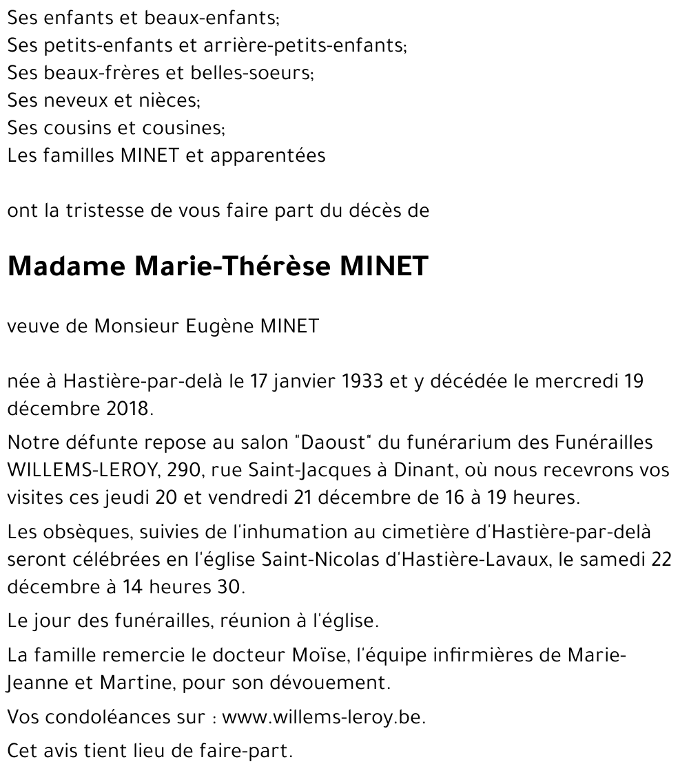 Marie-Thérèse MINET
