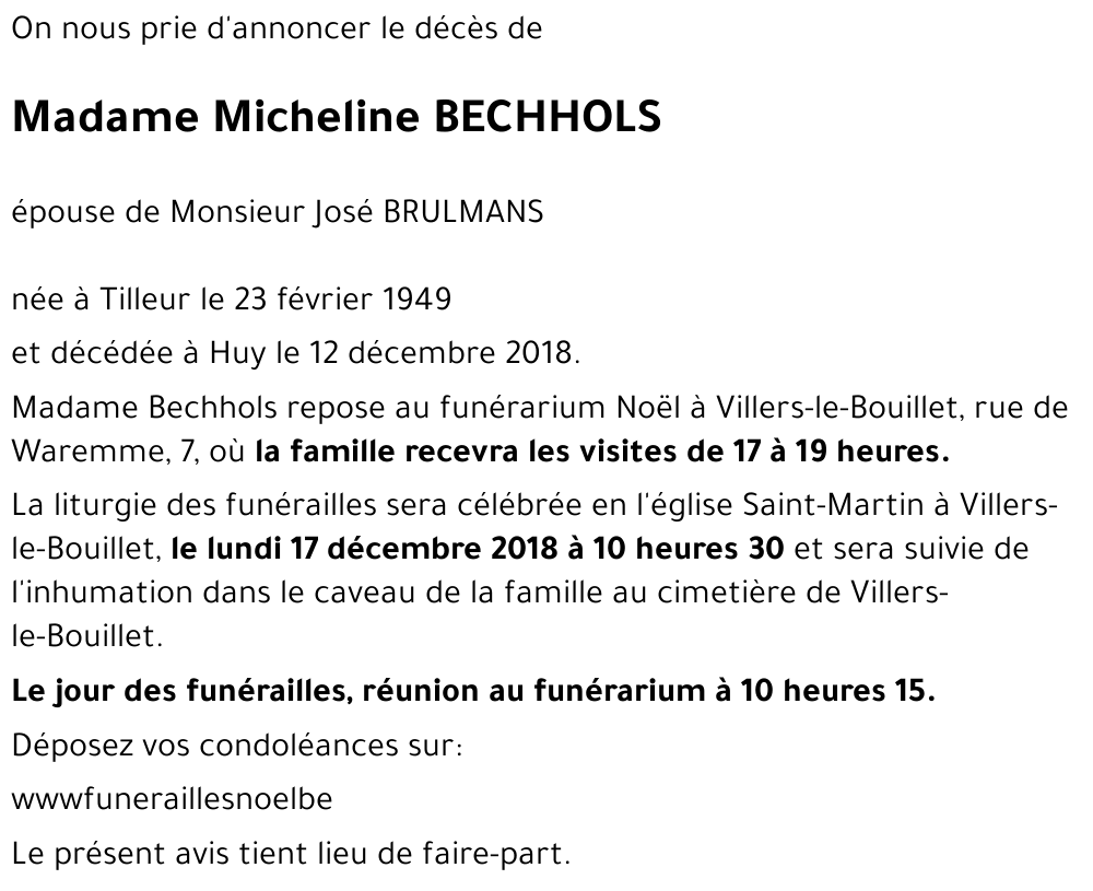 Micheline BECHHOLS