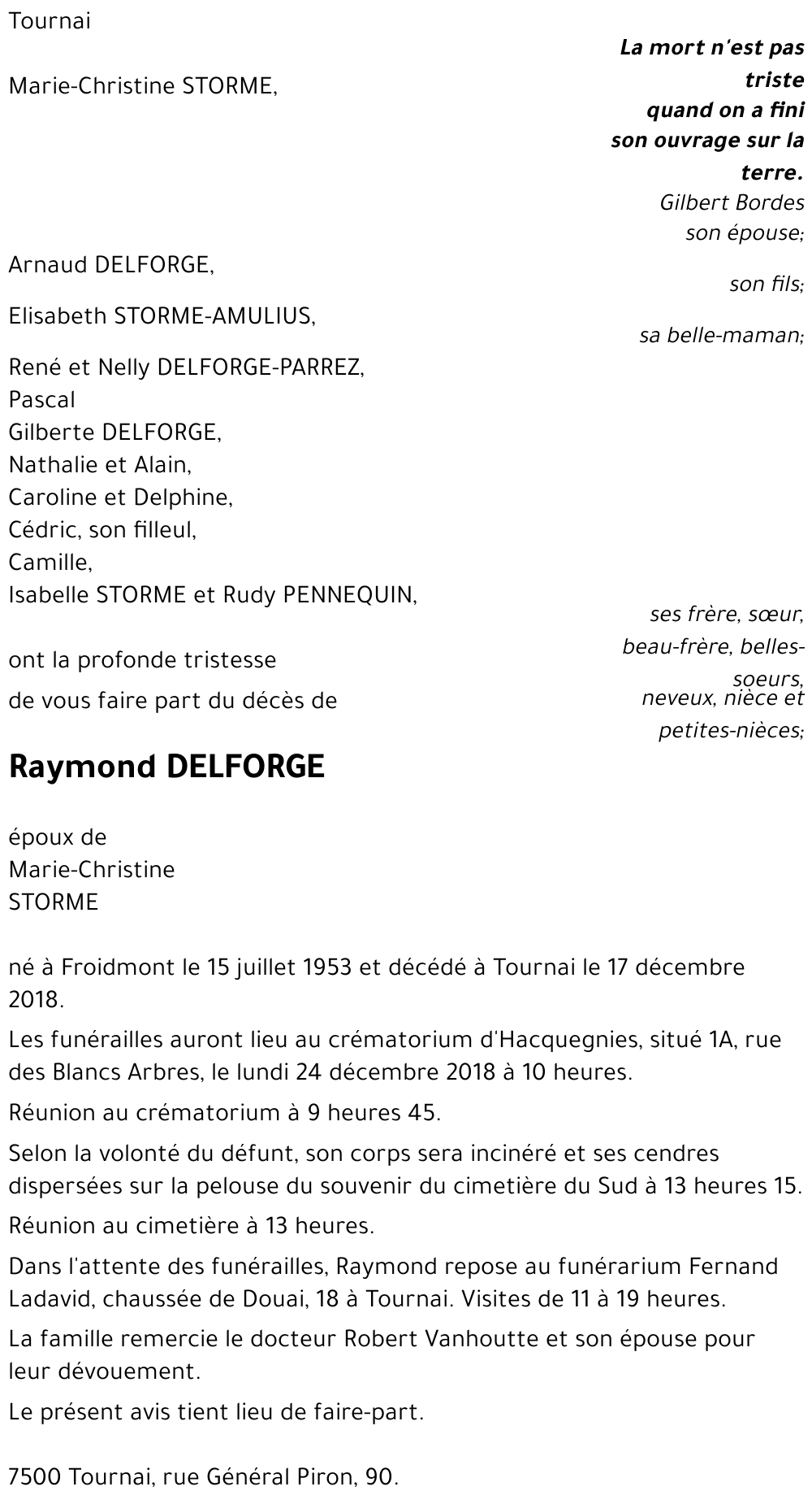 Raymond DELFORGE