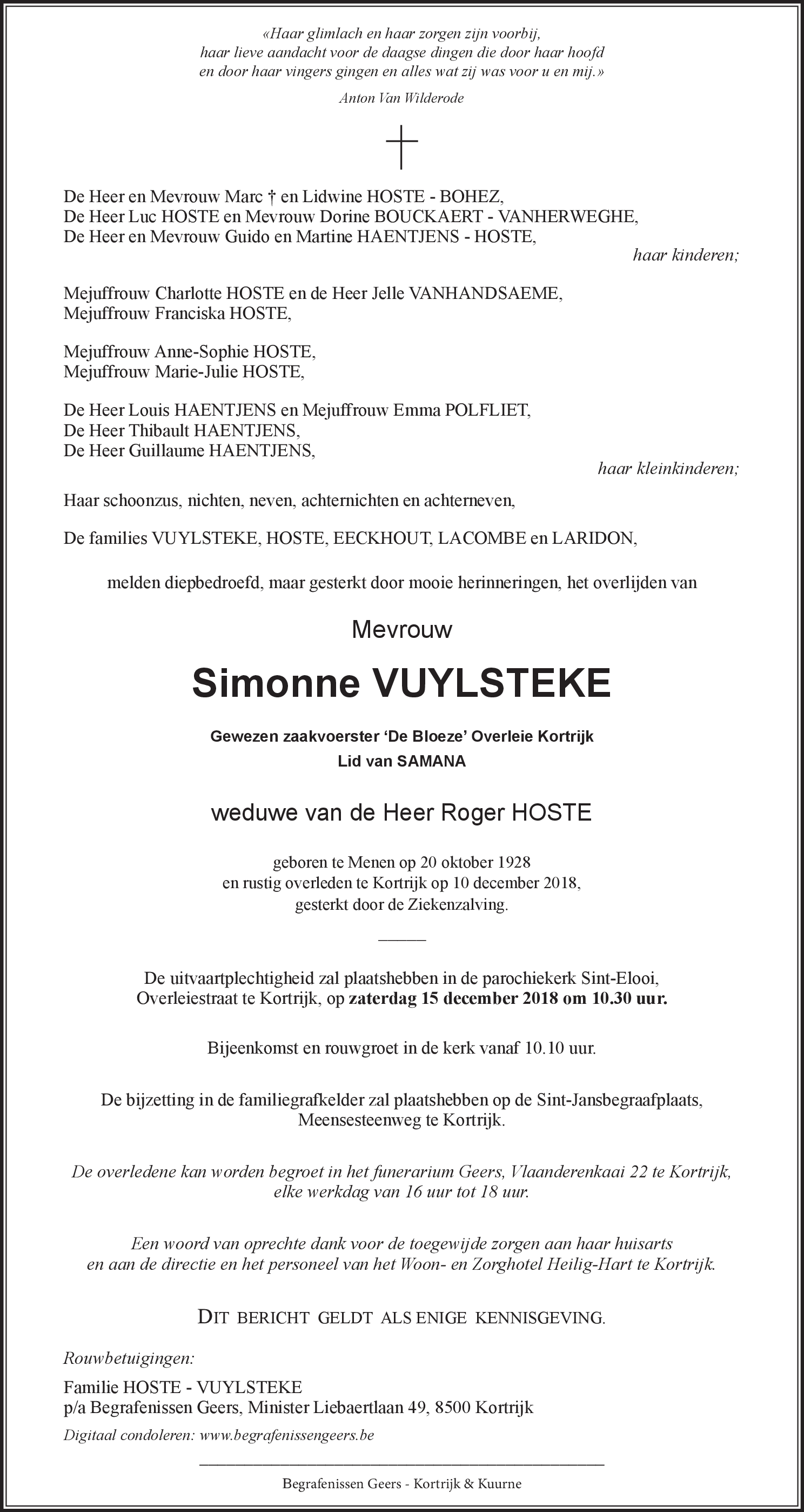 Simonne VUYLSTEKE