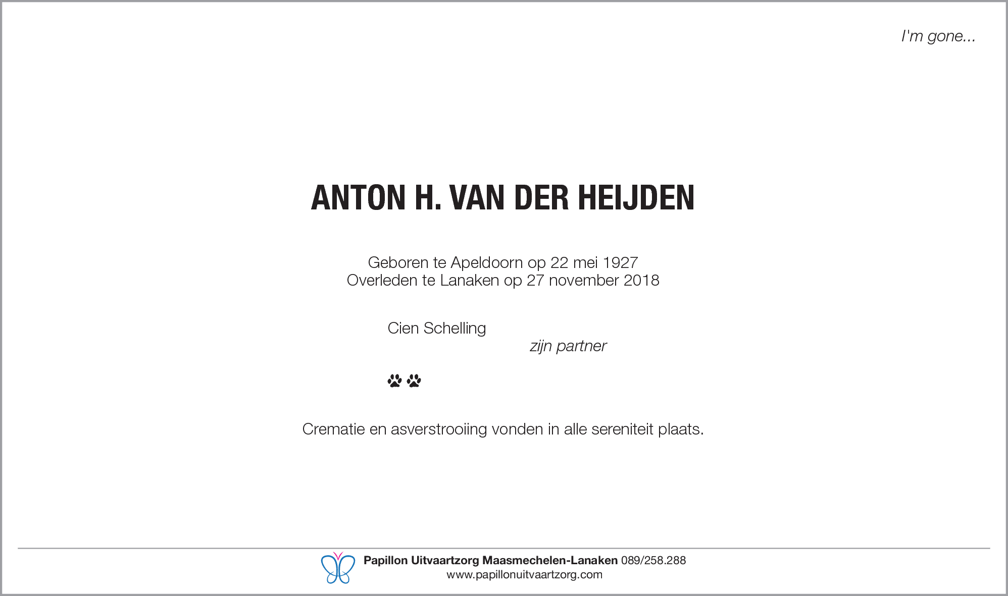 van der Heijden Anthonius Henricus