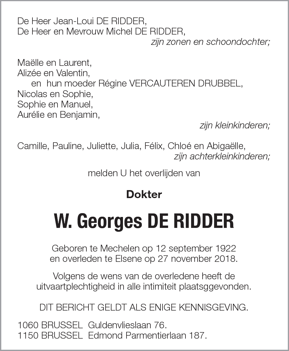 W. Georges De Ridder