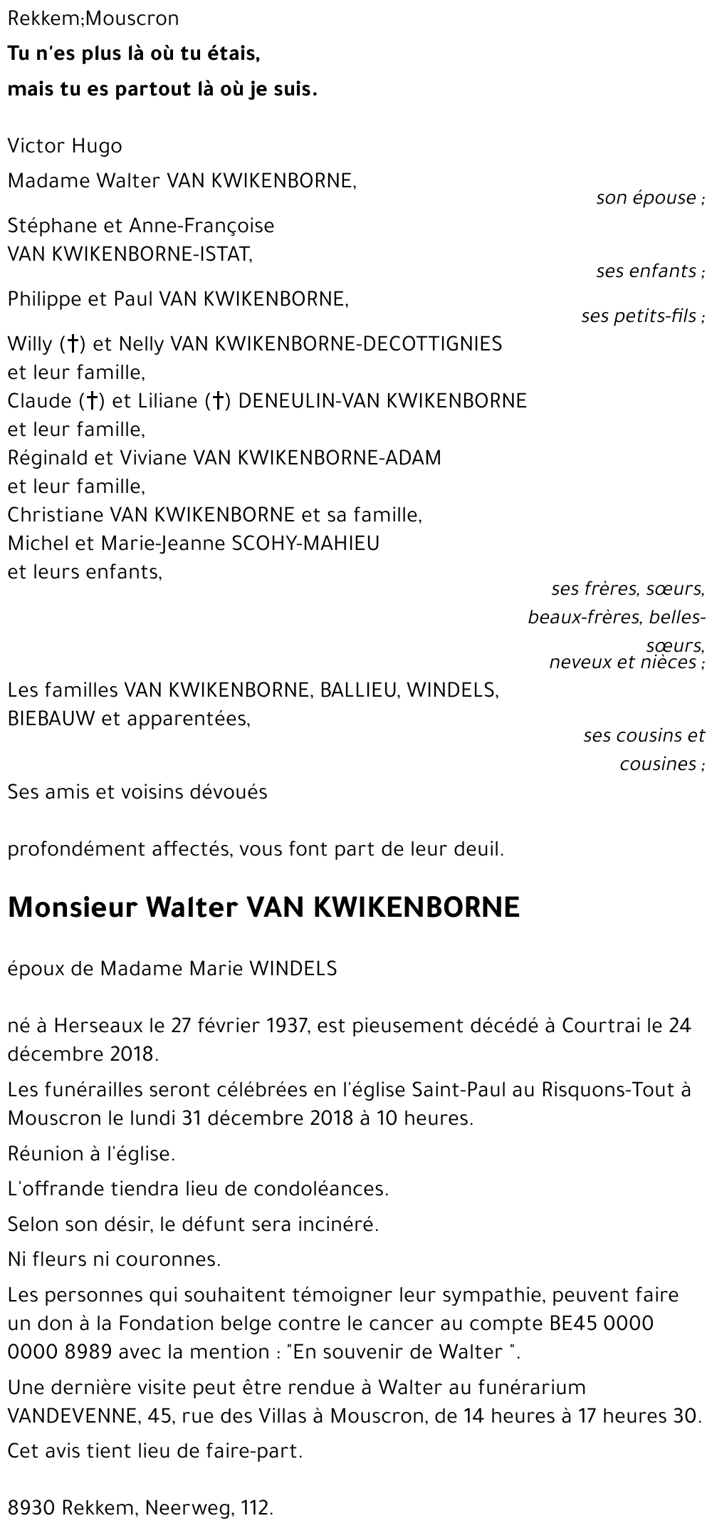 Walter VAN KWIKENBORNE