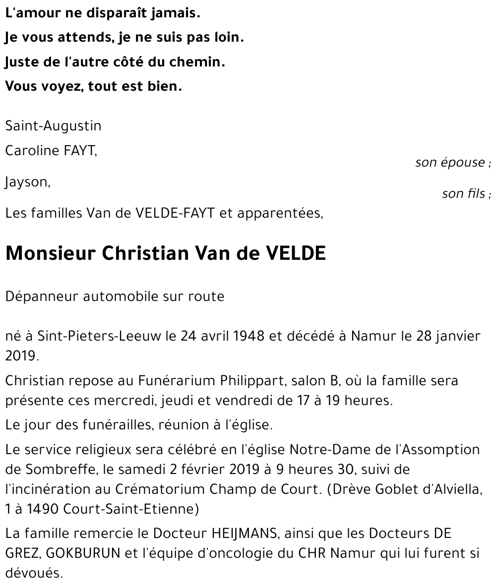 Christian VAN DE VELDE