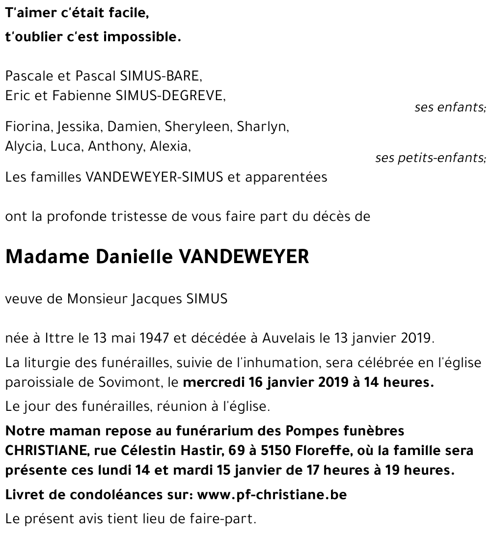 Danièlle VANDEWEYER