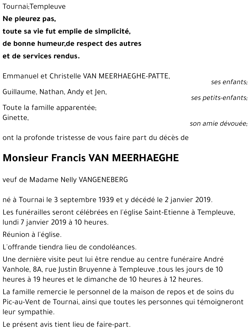 Francis VAN MEERHAEGHE