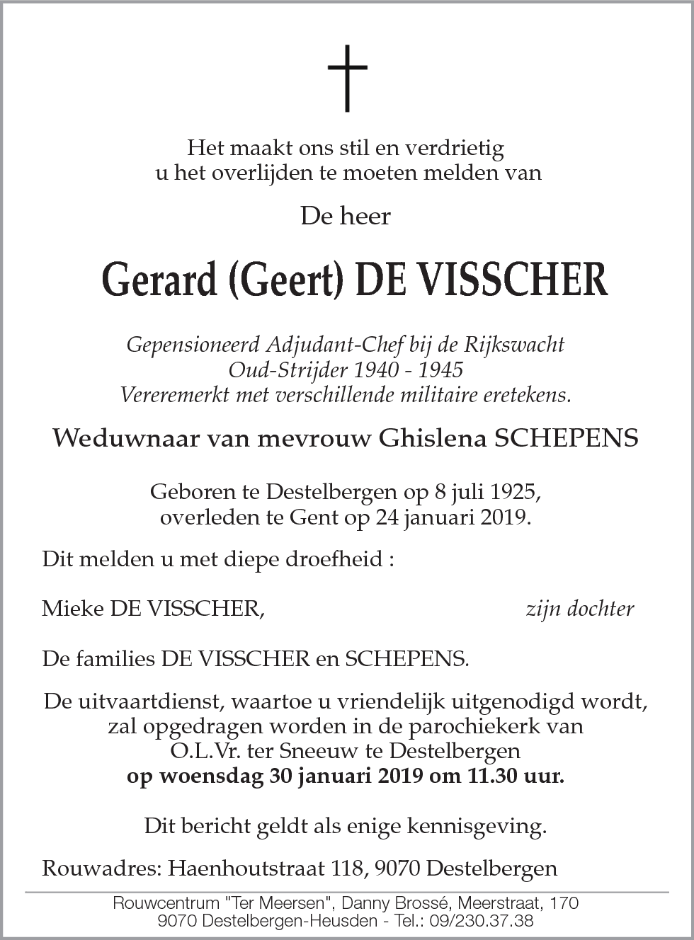 Gerard (Geert) DE VISSCHER