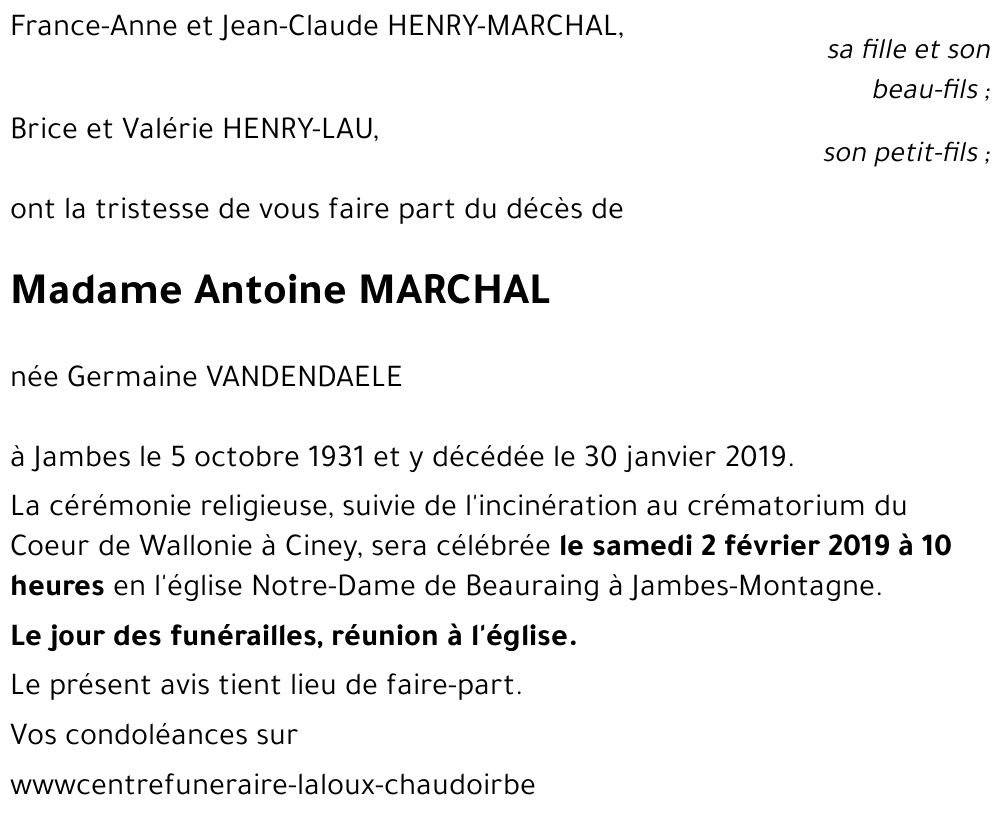 Germaine VANDENDAELE