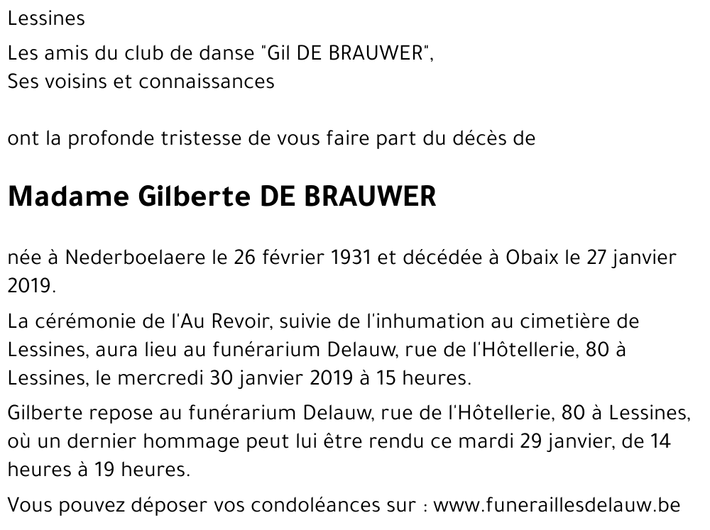 Gilberte DE BRAUWER