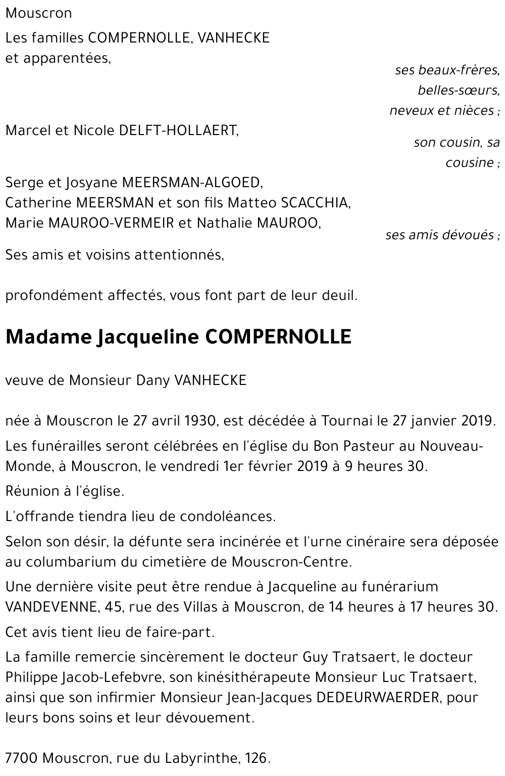 Jacqueline COMPERNOLLE