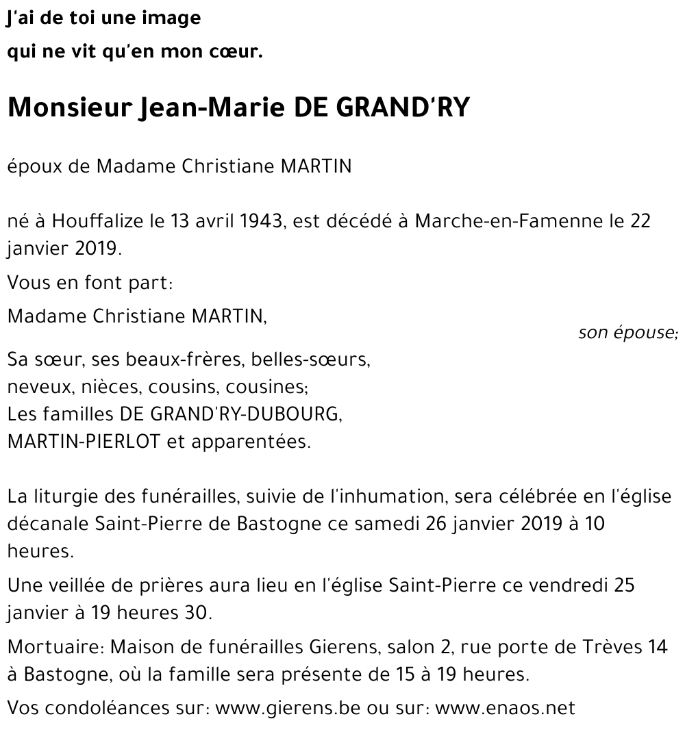 Jean-Marie DE GRAND'RY