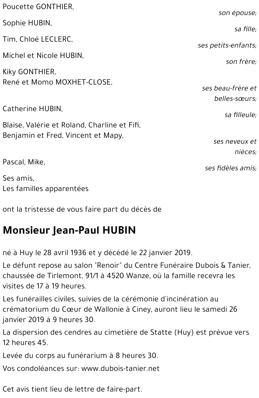 Jean-Paul HUBIN