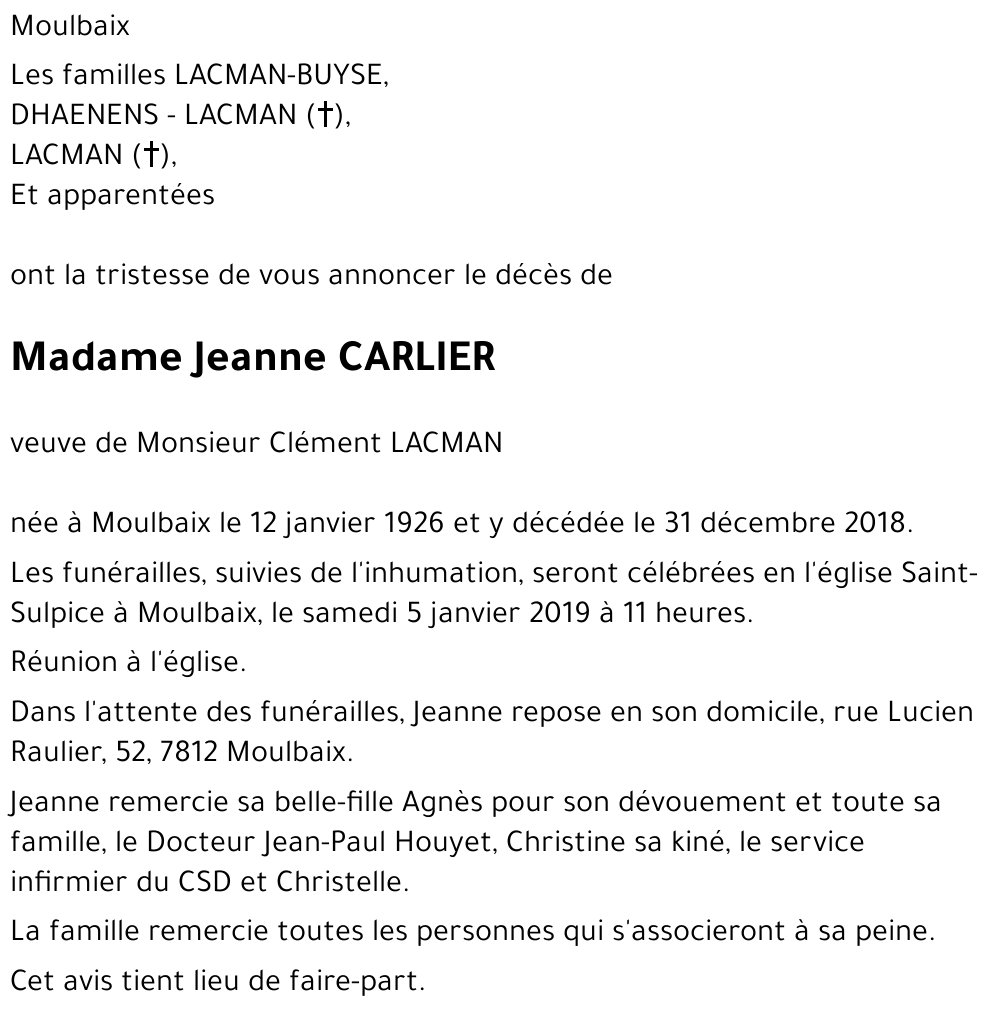Jeanne CARLIER