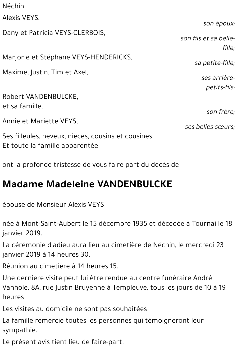 Madeleine VANDENBULCKE