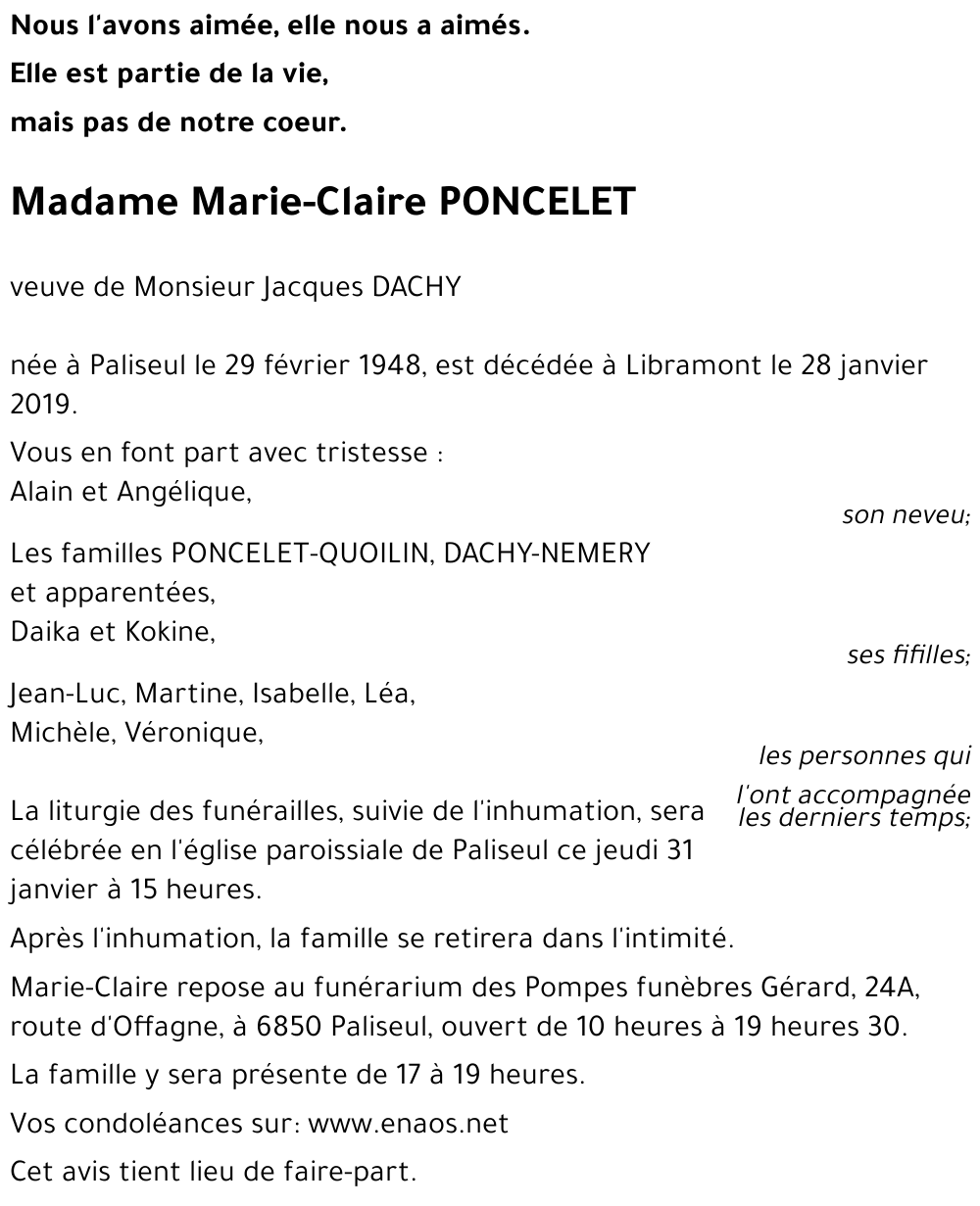 Marie-Claire PONCELET