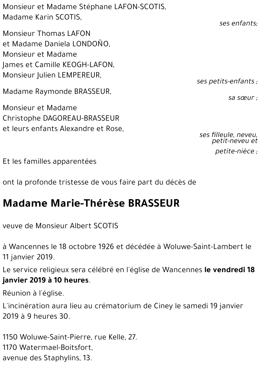 Marie-Thérèse BRASSEUR