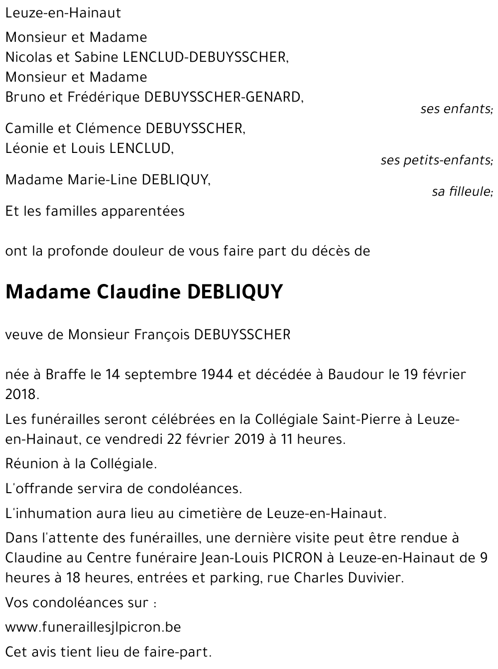 Claudine DEBLIQUY