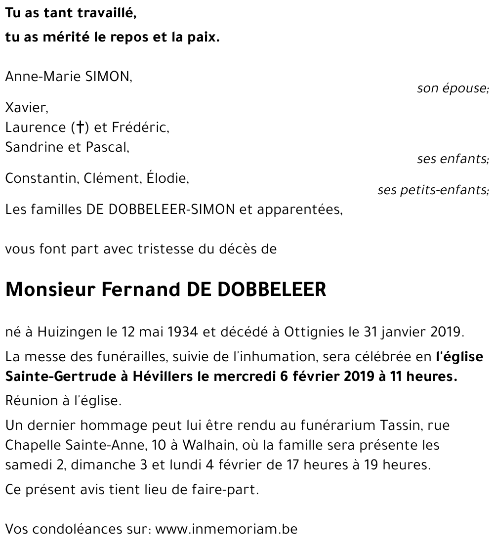 Fernand DE DOBBELEER