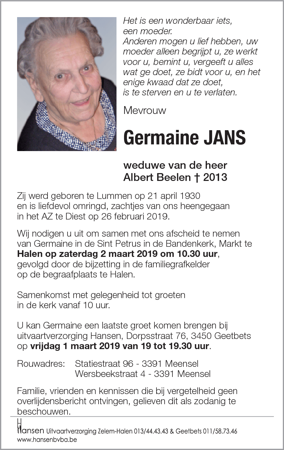 Germaine JANS