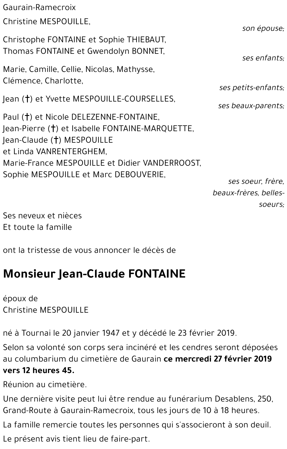 Jean-Claude FONTAINE