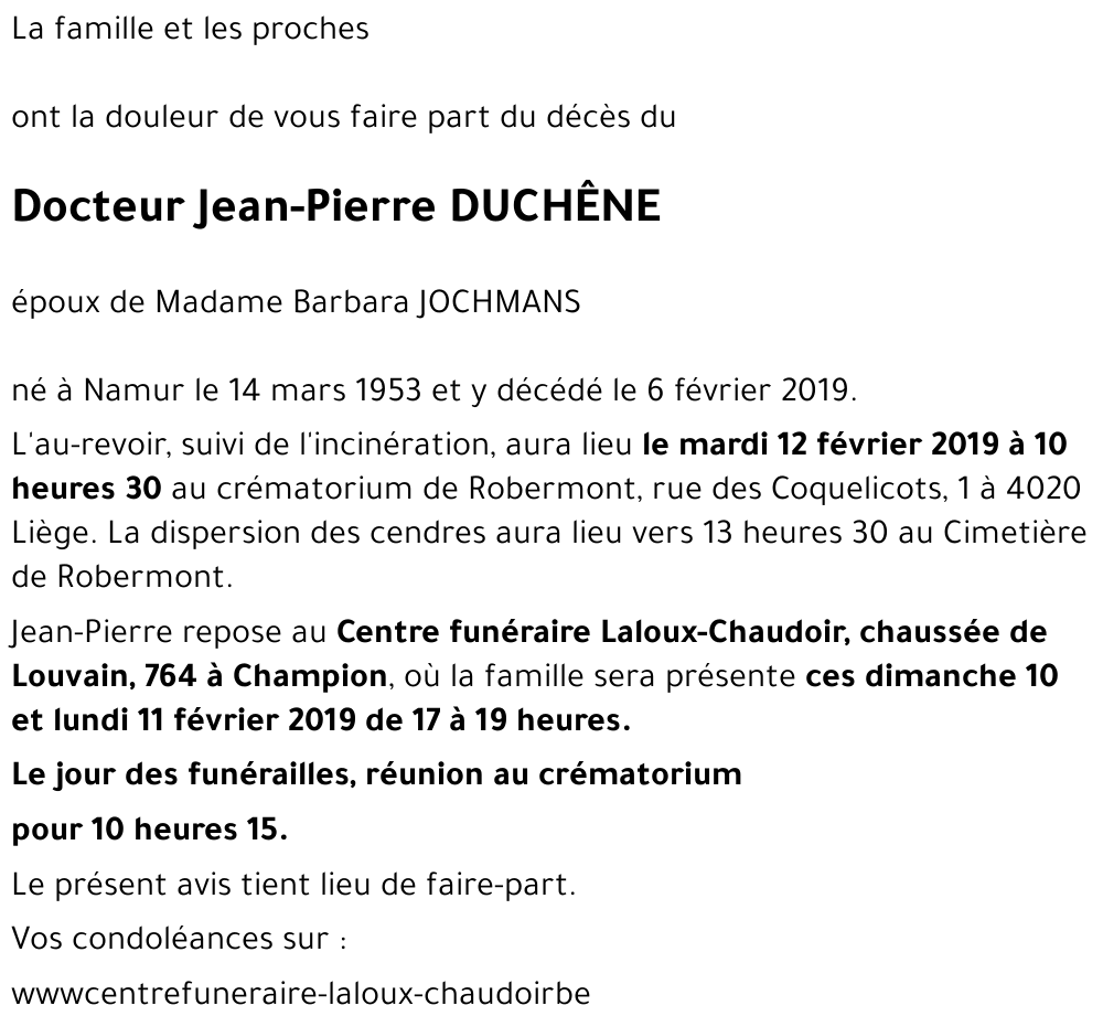 Jean Pierre DUCHÊNE