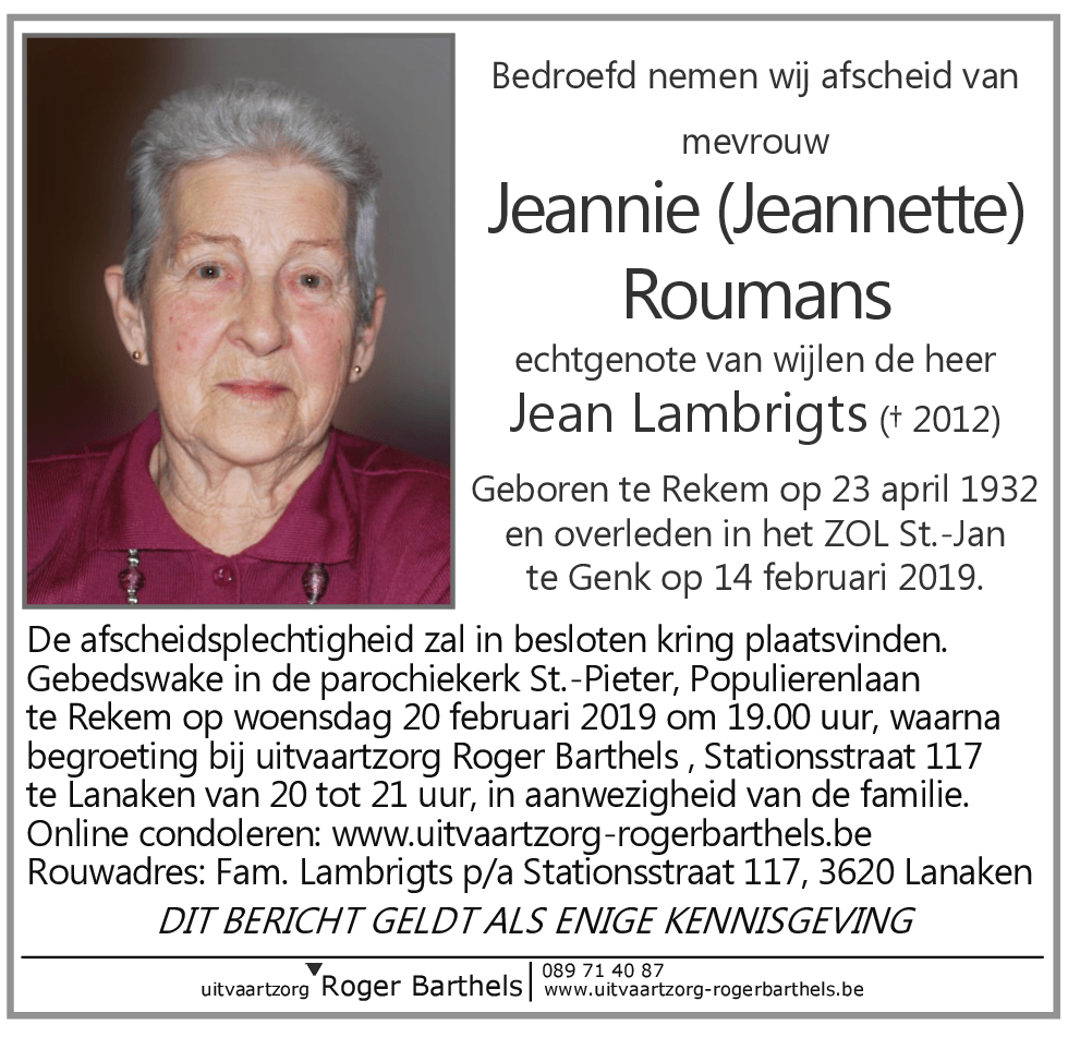 Jeannie (Jeannette) Roumans