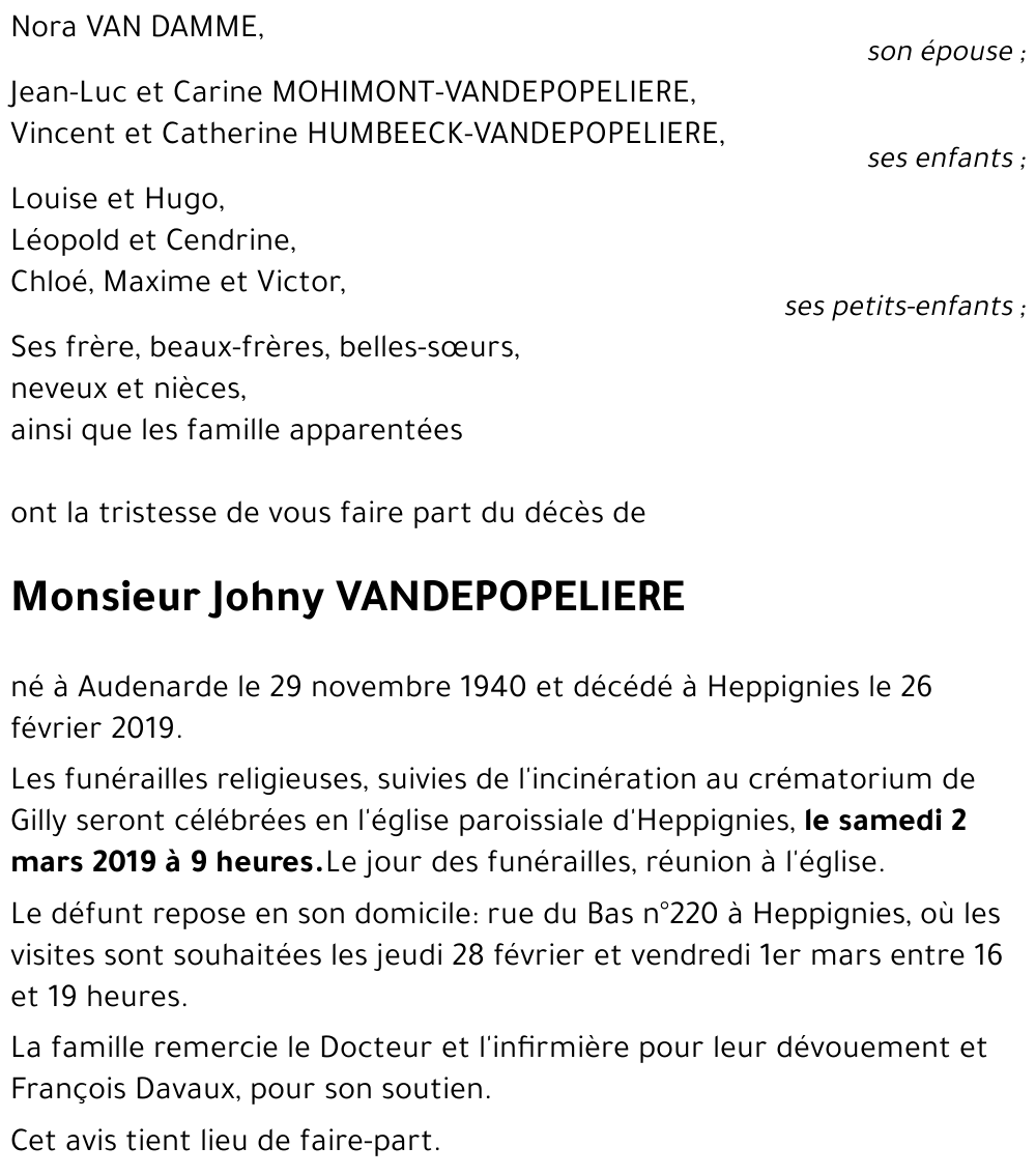 Johny VANDEPOPELIERE