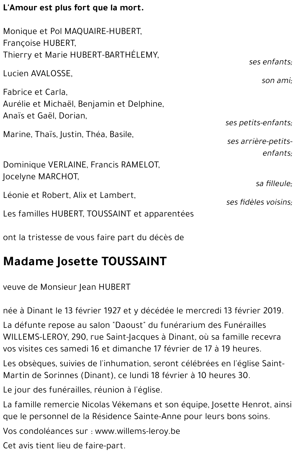 Josette TOUSSAINT