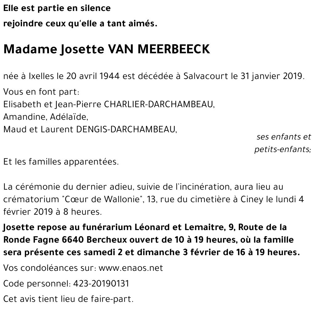 Josette VAN MEERBEECK