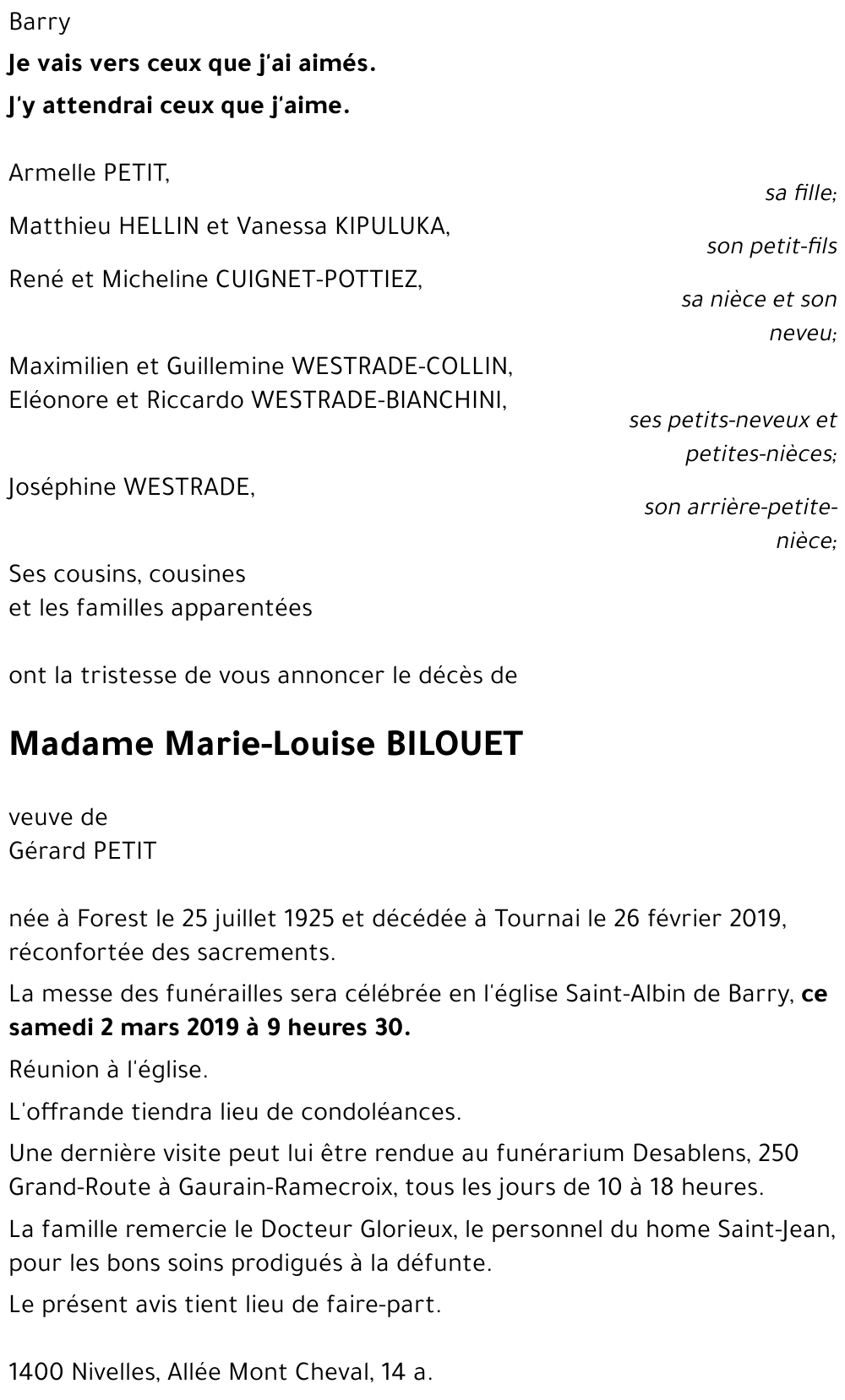 Marie-Louise BILOUET