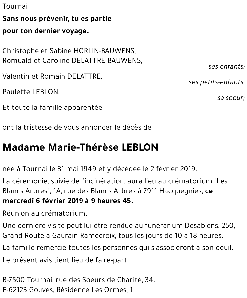 Marie-Thérèse LEBLON