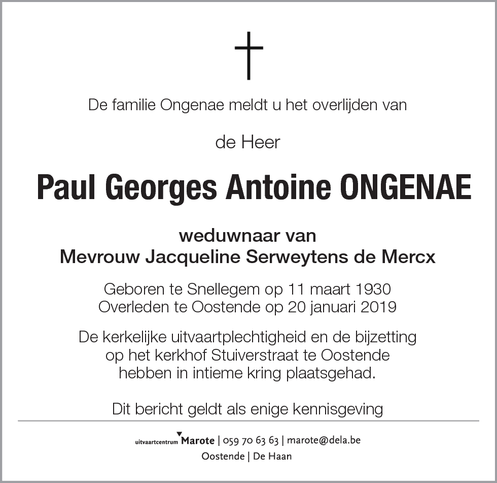 Paul Georges Antoine Ongenae