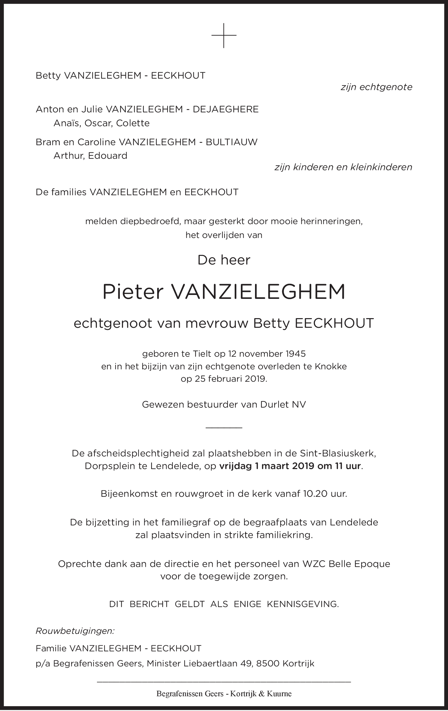 Pieter VANZIELEGHEM