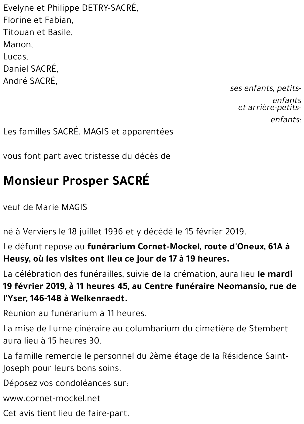 Prosper SACRÉ