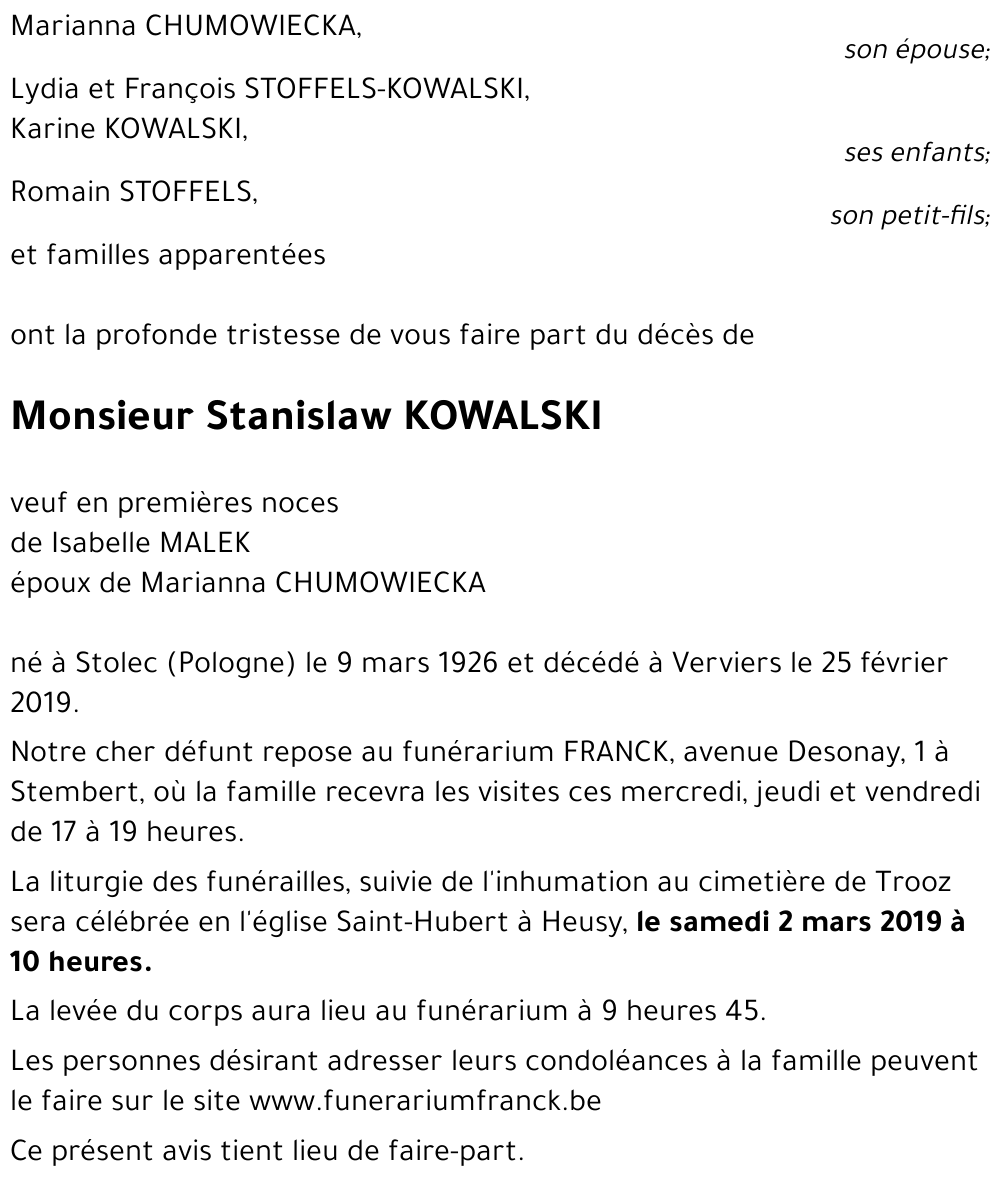 Stanislaw KOWALSKI