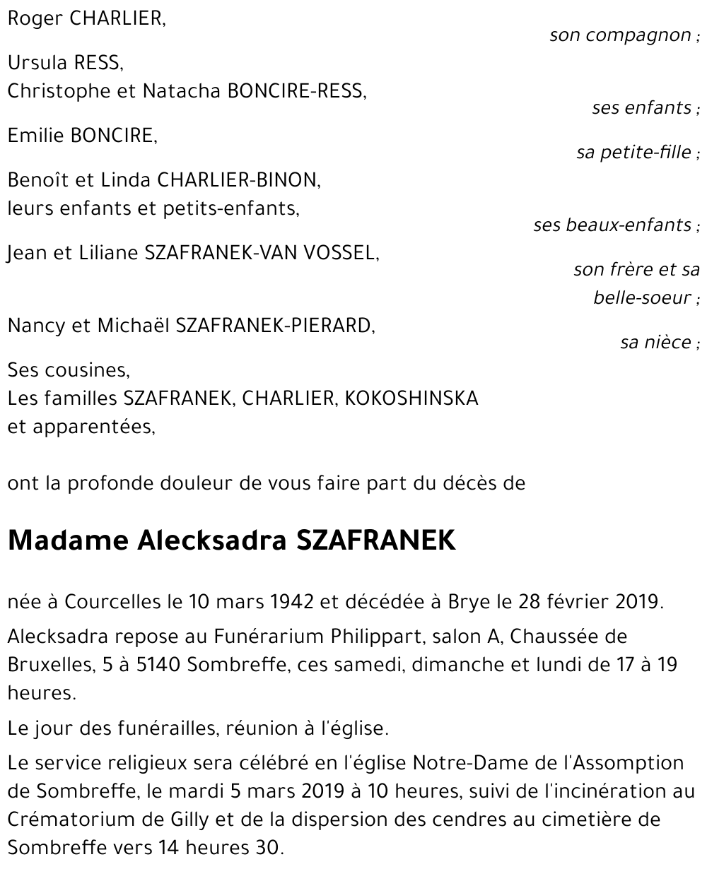 Alecksadra SZAFRANEK