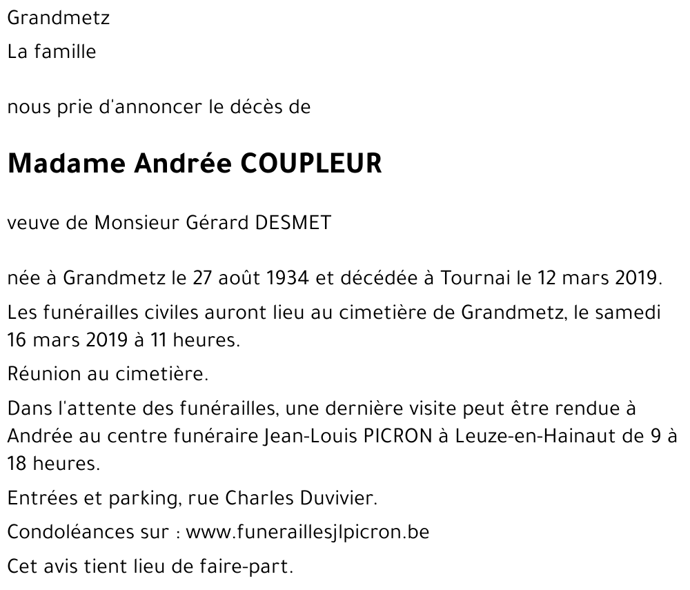 Andrée COUPLEUR