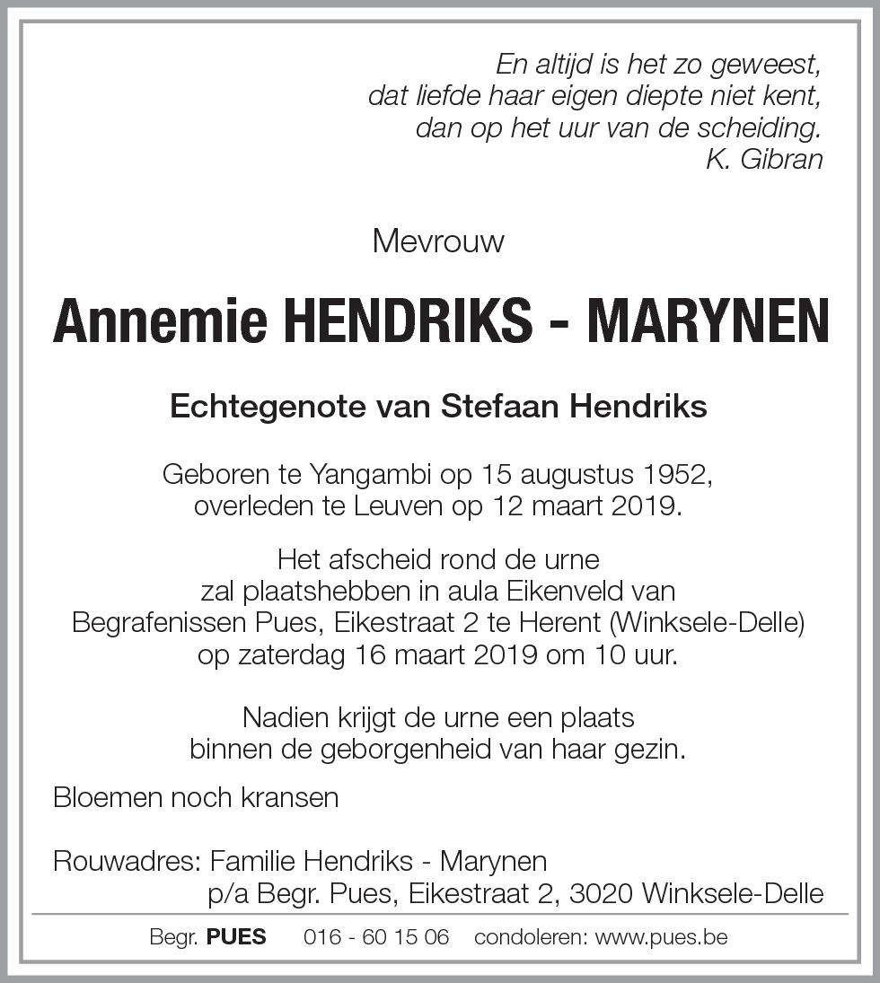 Annemie Hendriks - Marynen