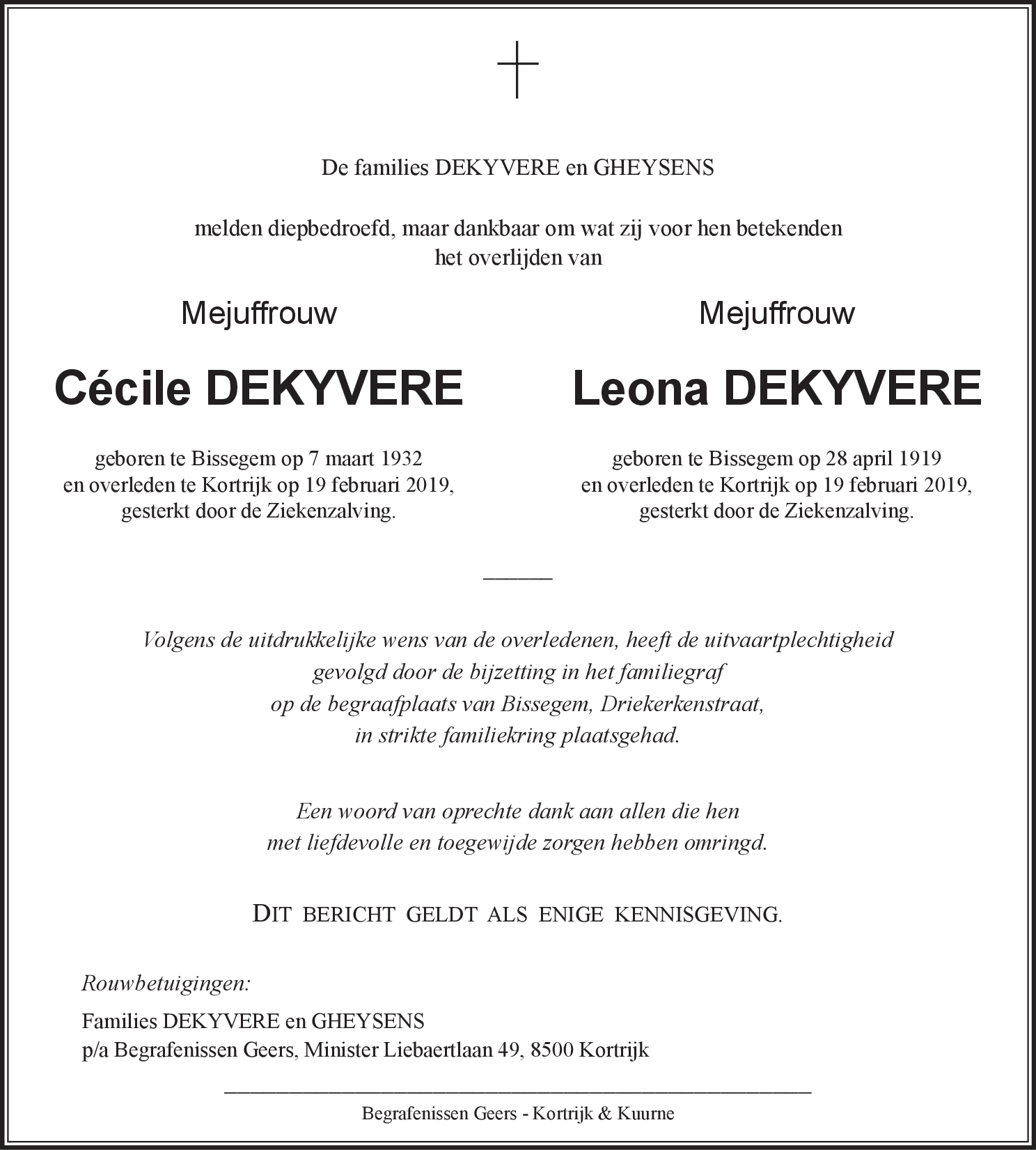 Cécile en Leona DEKYVERE